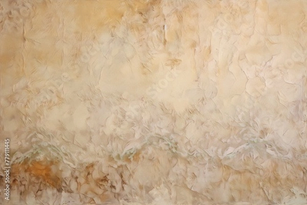 Fototapeta Beige stone surface with intricate patterns.
