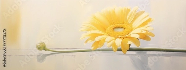 Fototapeta Yellow flower on a light background.