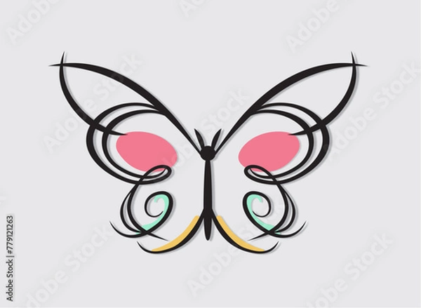 Obraz Butterfly line art vector des...