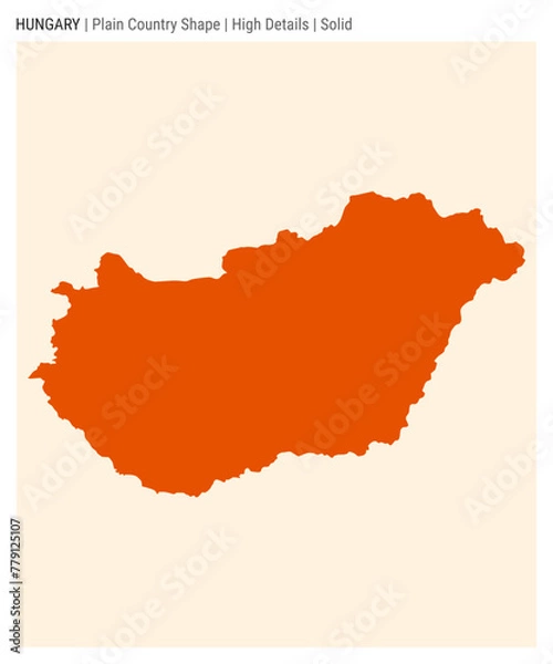 Fototapeta Hungary plain country map. High Details. Solid style. Shape of Hungary. Vector illustration.