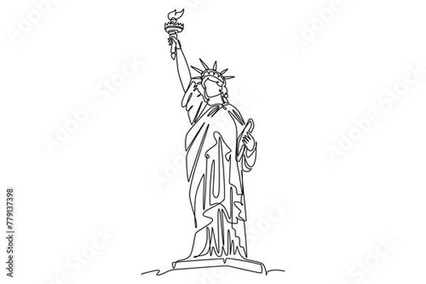 Fototapeta Historical building of Satue of liberty, ancient pharaoh tombs in the world. Famous old historical buildings, Wonder of the world, great antiquity architecture monuments, vector 3d illustration.