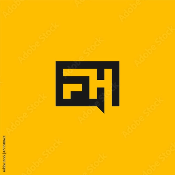 Fototapeta FH monogram consulting logo in square shape - black.