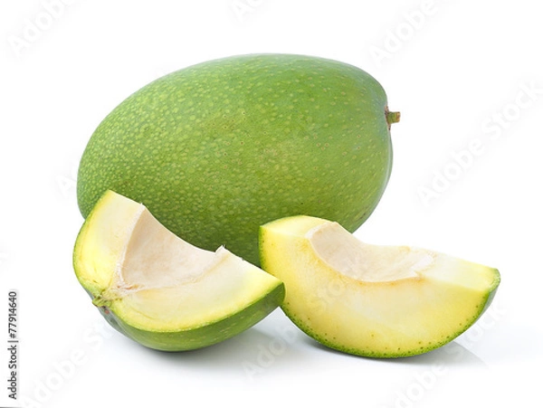Fototapeta green mango on white background
