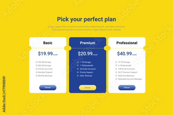 Obraz Gradient Pricing or data table UI design