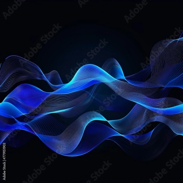 Obraz Abstract bluew wavy line graphic design for web presentation