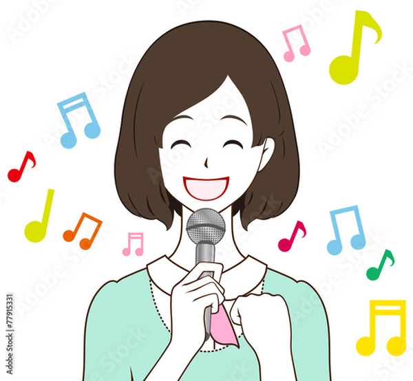 Obraz 女性　歌う　笑顔