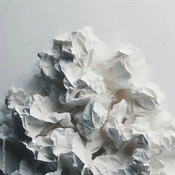 Fototapeta crumpled paper ball, paper, crumpled, white, texture, page, illustration, Ai generated 