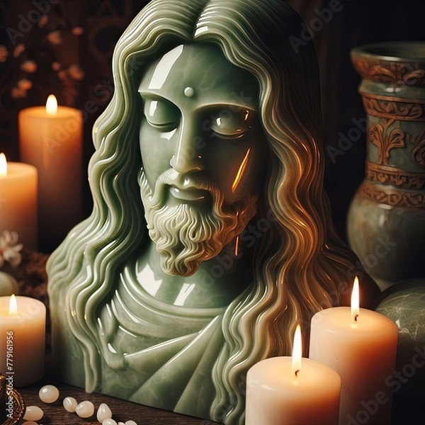 Fototapeta Jade statue of Jesus Christ face