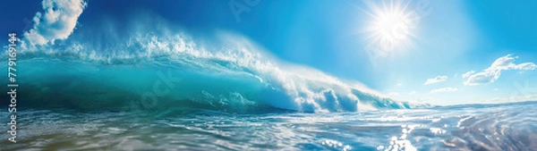 Obraz  Big ocean wave on a rocky shore.
