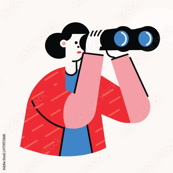 Obraz 
Searching for birds and investigating nature and surroundings with binoculars outdoors activities
