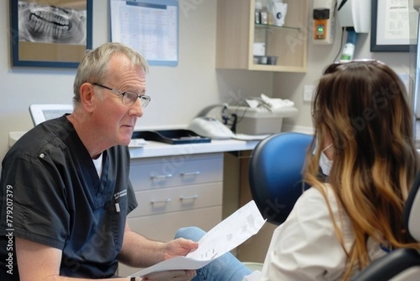 Obraz dentist explaining a treatment to a patient