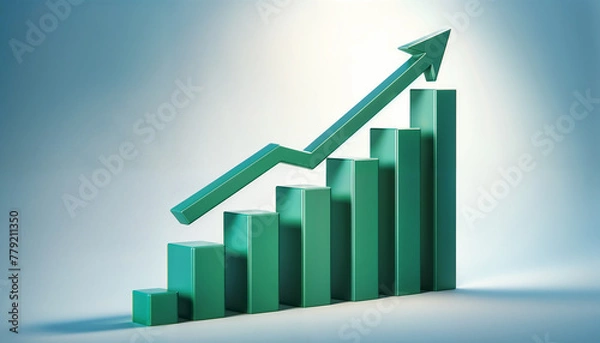 Fototapeta Rising Green Bar Chart Progressing Upward