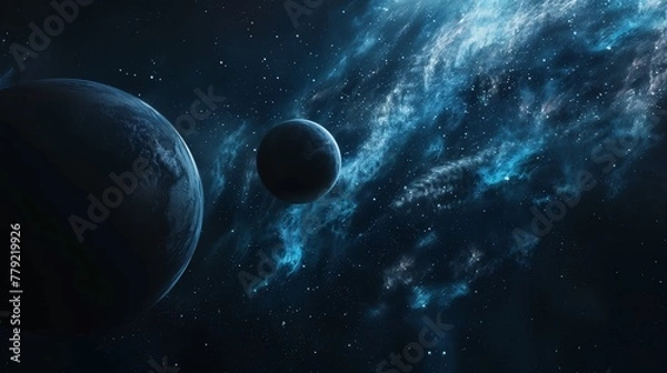 Fototapeta Two Planets Floating in Space