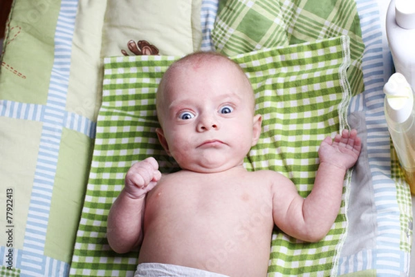 Obraz surprised baby boy after bath