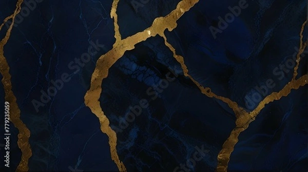 Fototapeta Deep Blue and Gold Abstract Background