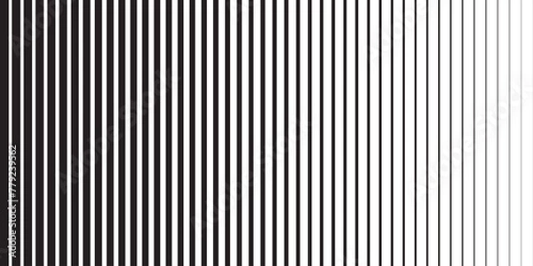 Fototapeta Background with black straight parallel lines of different thicknesses. Simple graphic print. Vertical blinds texture. Vector illustration