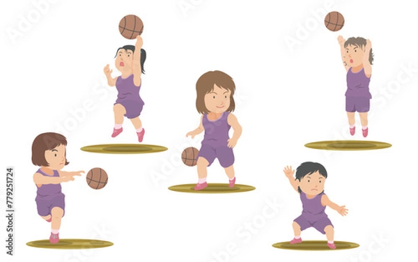 Obraz バスケットボール選手のイラストセット