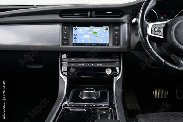Fototapeta Close-Up of Car Dashboard Design and Controls