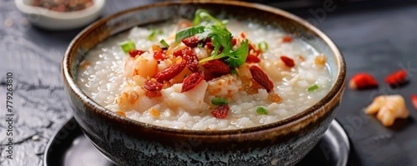 Fototapeta Congee luxurious toppings