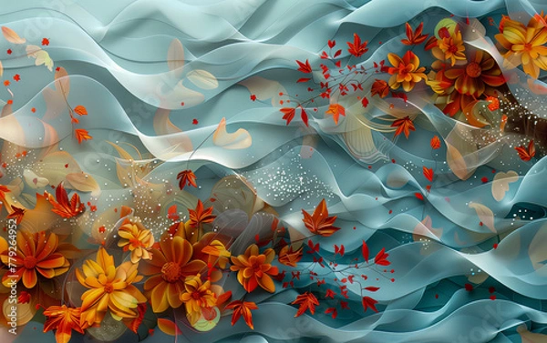 Fototapeta Abstract colourful 3D background. Generated using Midjourney AI (V6)