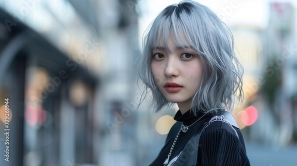 Obraz 若い日本人のファッションモデル　ヘアカラー
