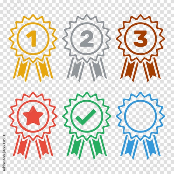 Fototapeta star 1st 2nd 3rd place awards, flat solid vector set
