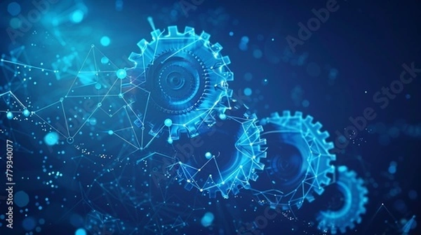 Fototapeta Conceptual illustration depicting gears and upward arrows, representing the mechanics of progress and innovation in business