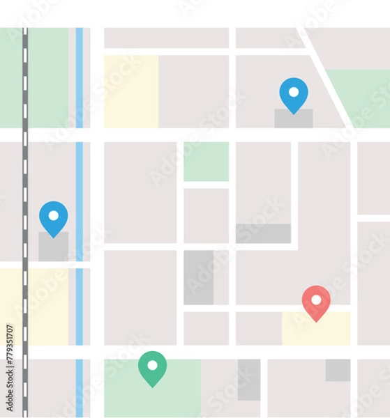 Fototapeta ピンが表示された地図のイラスト素材