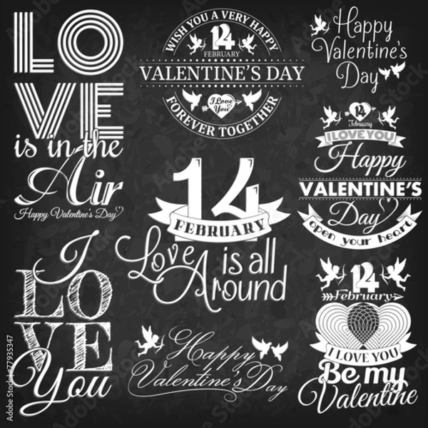 Fototapeta Valentine's Day elements and labels set
