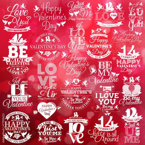 Obraz Valentine's Day elements and labels set