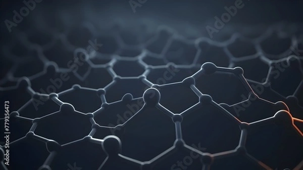 Obraz Graphene Molecule Structure in Futuristic Nanotechnology Background