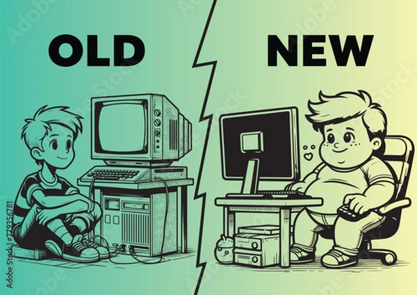 Obraz Old Vs New Generation Concept Art