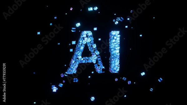 Obraz Glowing AI Letter Formation with Cubes
