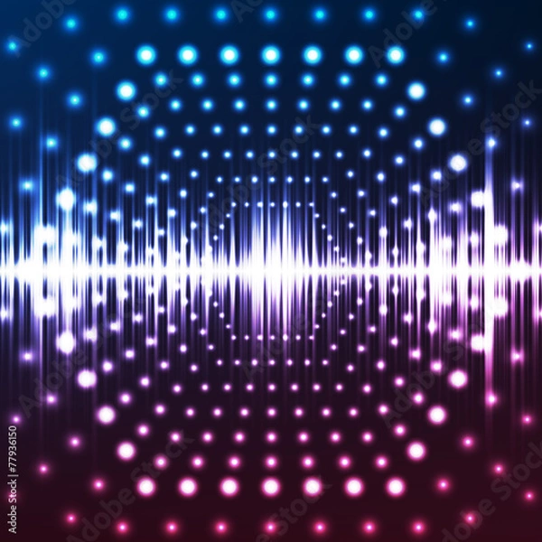 Fototapeta hexagonal border with light effects and abstract music equalizer