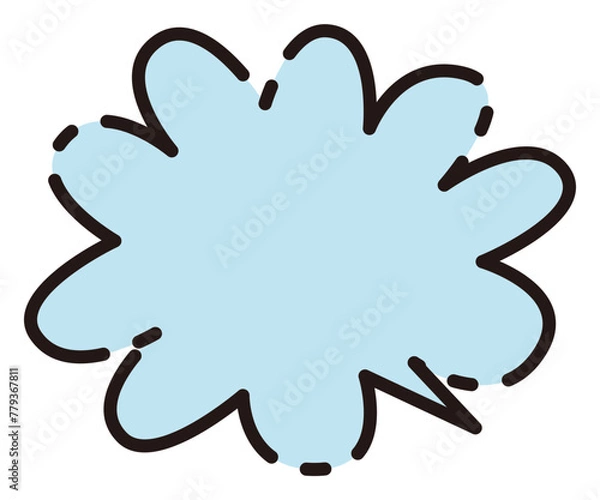 Obraz 雲形吹き出し　パステル　破線　水色
