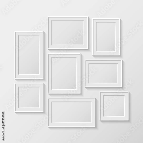 Fototapeta set of white picture frames