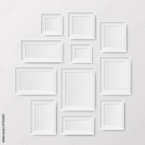 Fototapeta set of white picture frames
