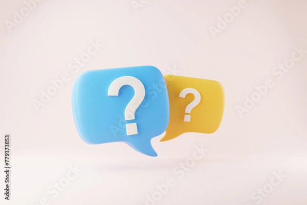 Fototapeta 3D rendering A question mark floated in the air. Question ideas that arise in various places.