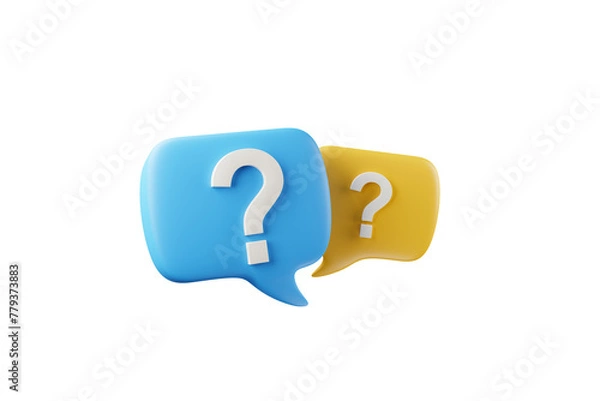 Fototapeta 3D rendering A question mark floated in the air. Question ideas that arise in various places.