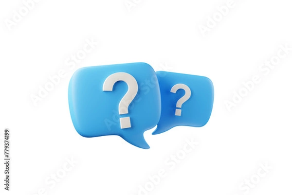 Fototapeta 3D rendering A question mark floated in the air. Question ideas that arise in various places.