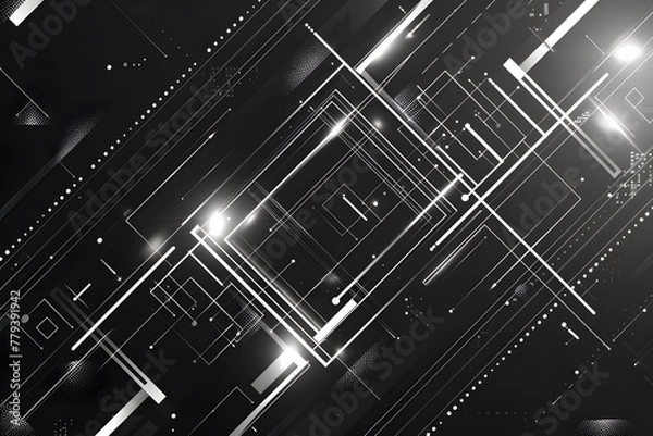 Fototapeta Abstract square Lights black in technology on background