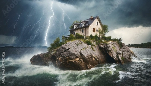 Fototapeta Like a Wise man: Parable about The House Built on the Rock: Matthew 7. 