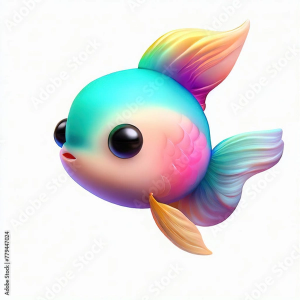 Fototapeta 3D forest animal with beautiful colors and white background. with Generative AI technology	