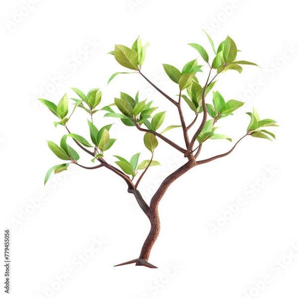 Obraz A close up of a small tree with green leaves on a Transparent Background