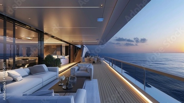 Fototapeta A luxury yacht with a sleek modern design  AI generated illustration