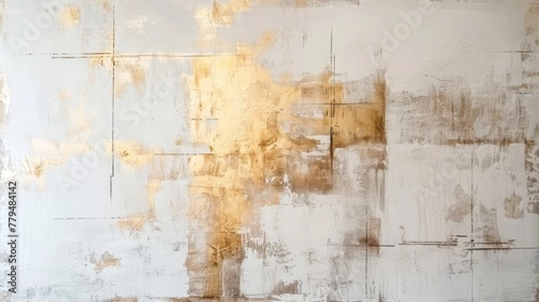 Fototapeta Beige hues complementing the white and gold colors in the artwork  AI generated illustration