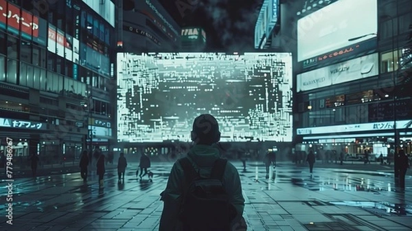 Fototapeta Capturing the essence of the digital zeitgeist in visual form  AI generated illustration