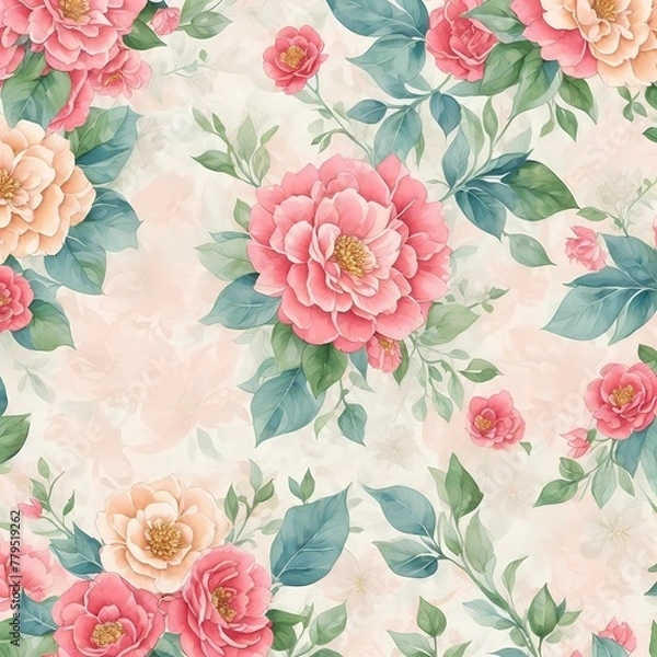 Obraz seamless pattern with pink flowers