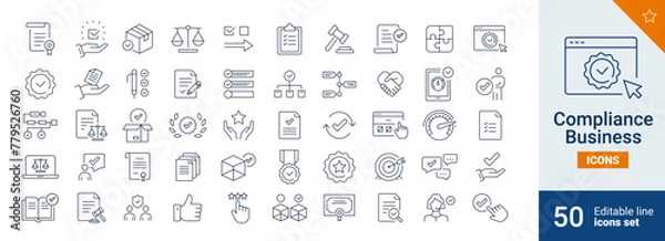 Fototapeta Compliance icons Pixel perfect. Quality, check, web, ...	
