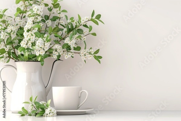 Fototapeta Neutral color palette with subtle geometric shapes or lines. Generative AI